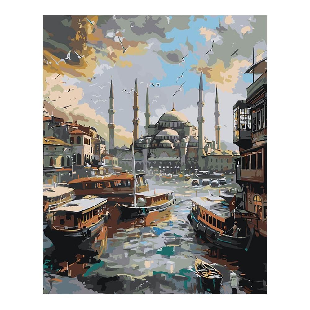 Картина по номерам Цветное на холсте с подрамником "Город Стамбул, Турция: мечеть, религия" Раскраска #1