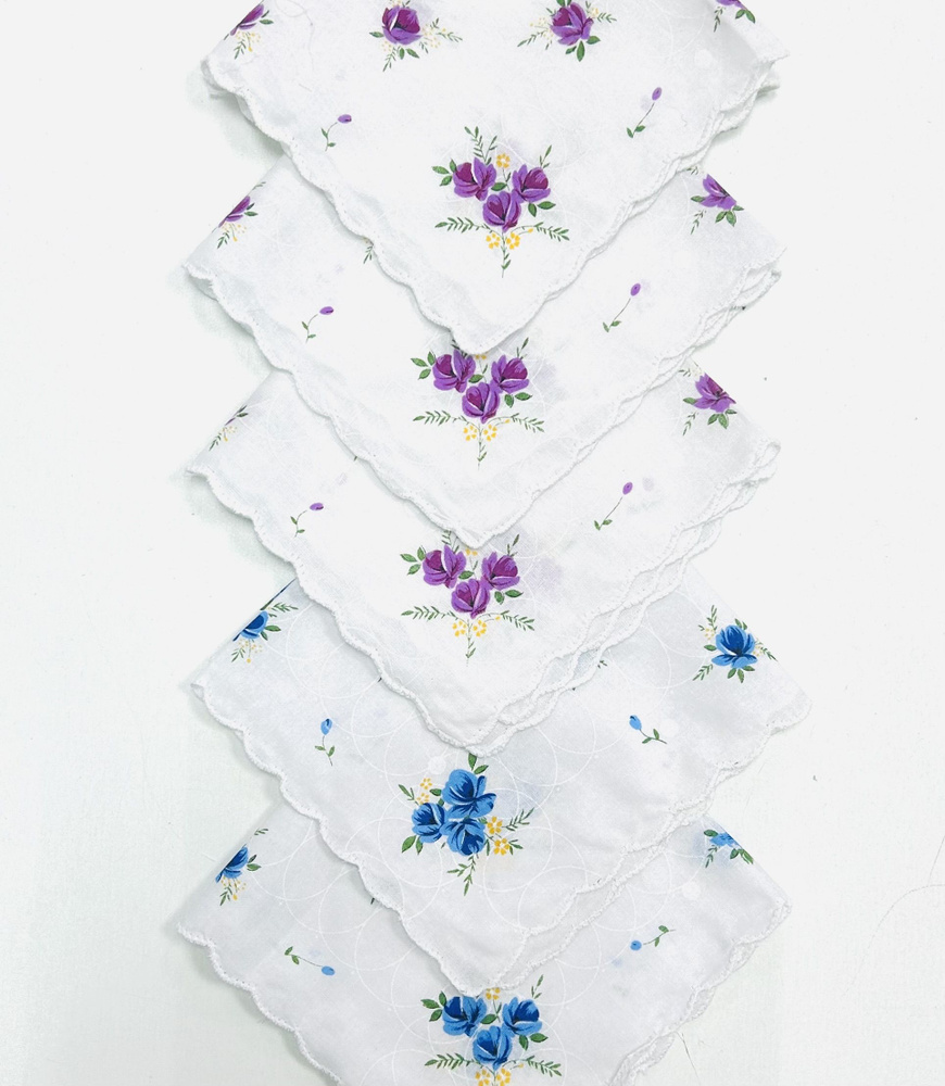 Носовые платки женские набор из 5 шт 28х28 см/ Подарок маме , дочке , подруге , бабушке / Подарок на #1