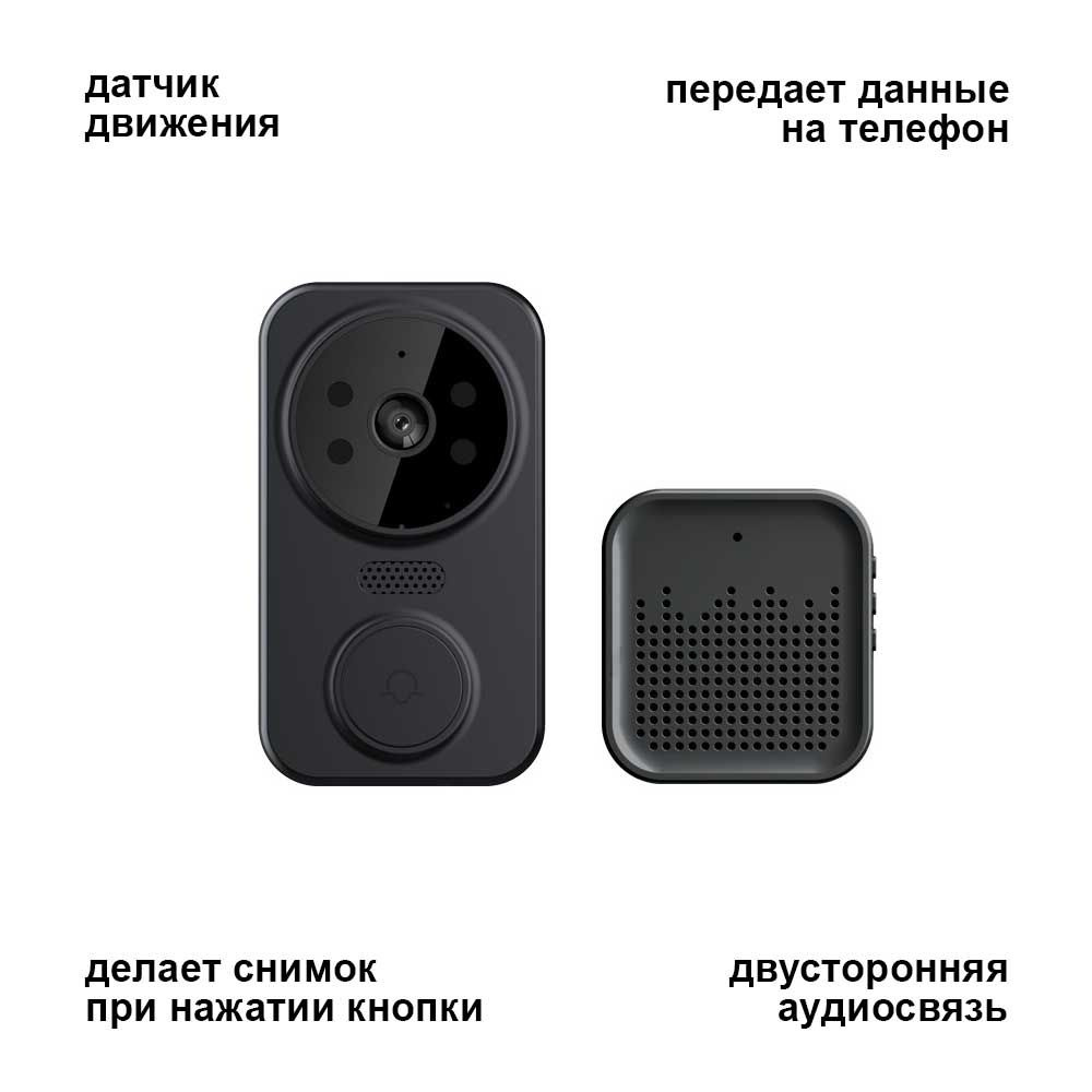 DomZone Видеодомофон Умный дверной звонок с камерой ночного видения, 640x480, Беспроводное подключение, #1
