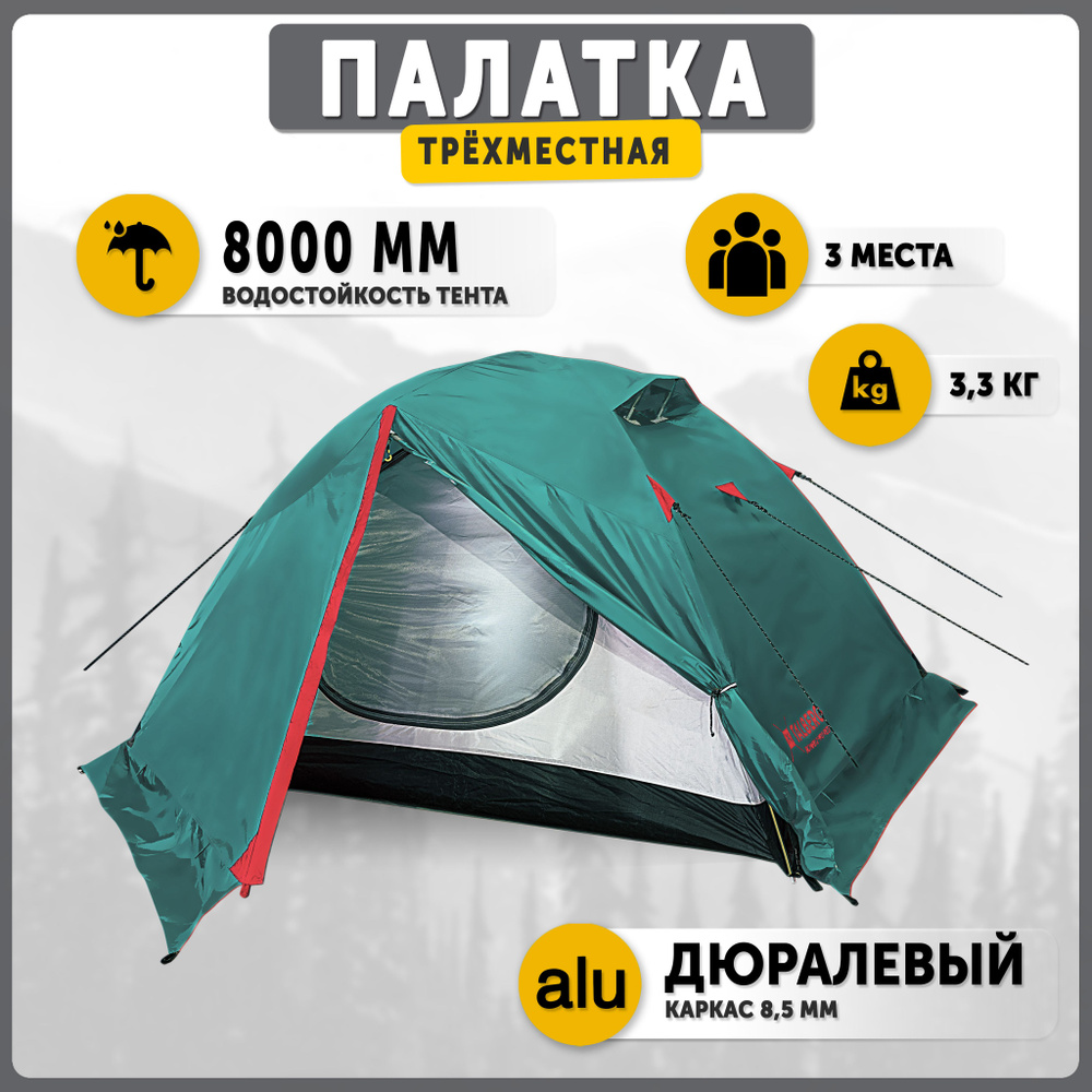 Палатка Talberg туристическая экстремальная BOYARD PRO 3, цвет: зеленый  #1