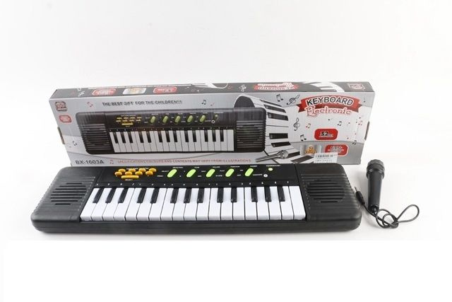 Синтезатор детский 32 клавиши с микрофоном, на батарейках  #1