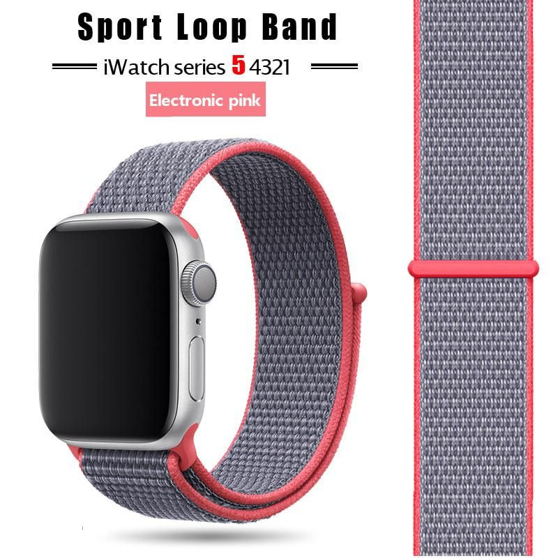 Нейлоновый ремешок для Apple Watch 38 / 40 / 41 mm Sport Loop Neon Pink/Grey #1