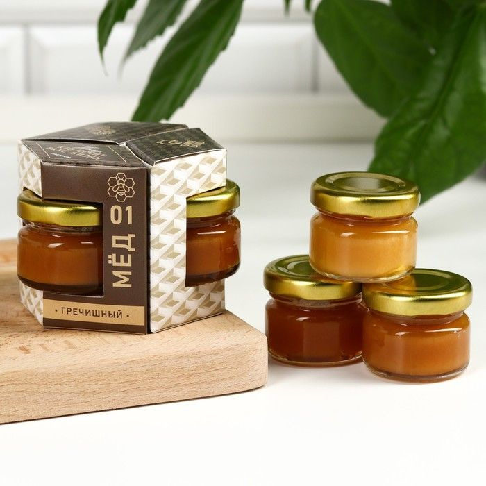 Набор "Тому, кто ценит вкус жизни": мёд гречишный, мёд разнотравье, мёд таёжный, 3 шт. х 30 г.  #1