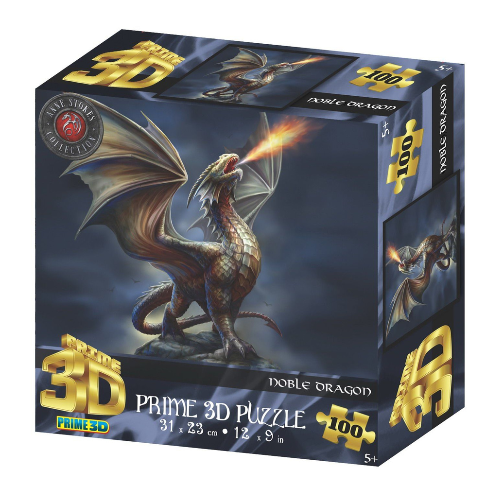Головоломка пазл Prime 3D Благородный огонь дракона 100 деталей  #1