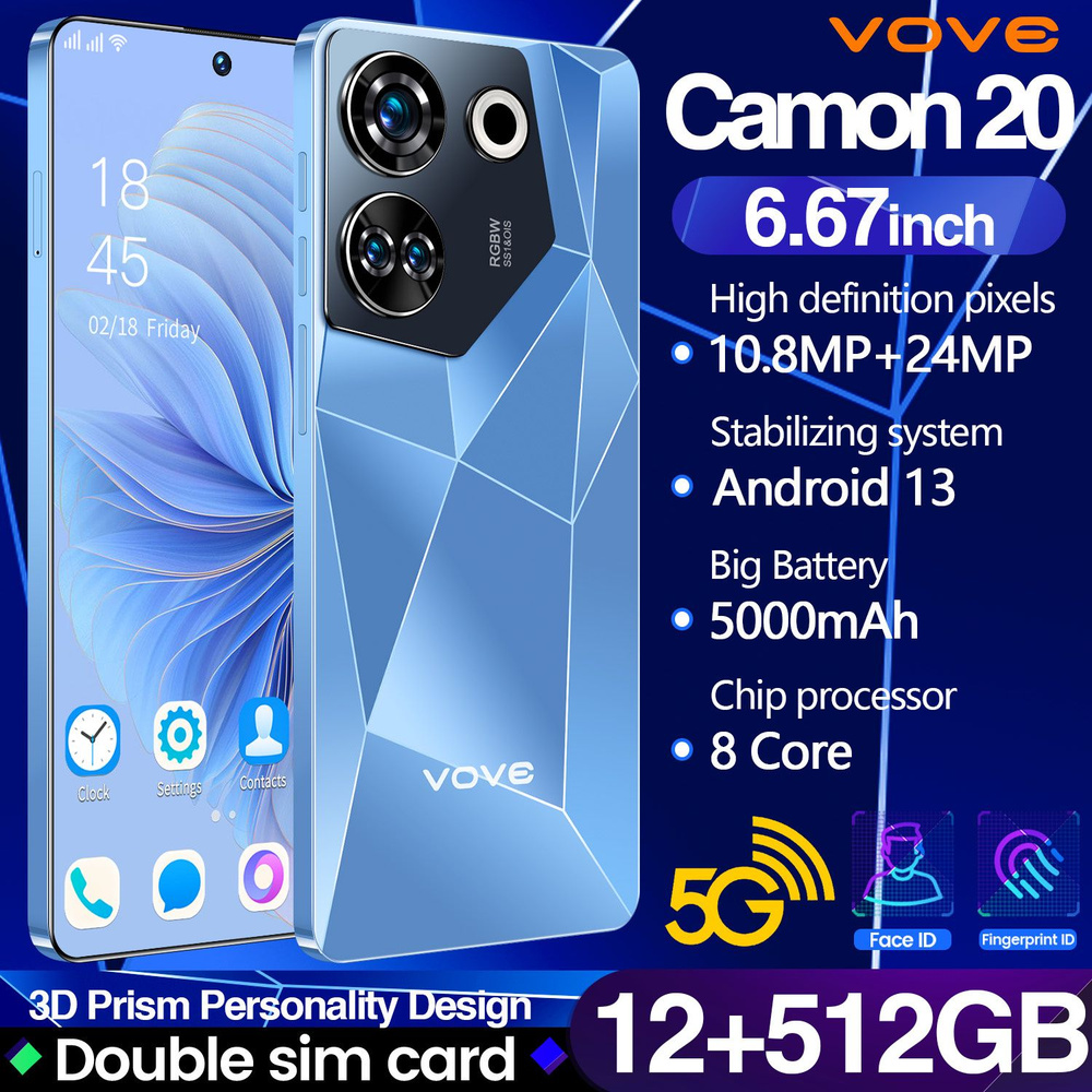 Смартфон Ультра тонкий новый мобильный телефон Camon 20 Dual SIM Dual Standby Smartphone Ультра низкая #1