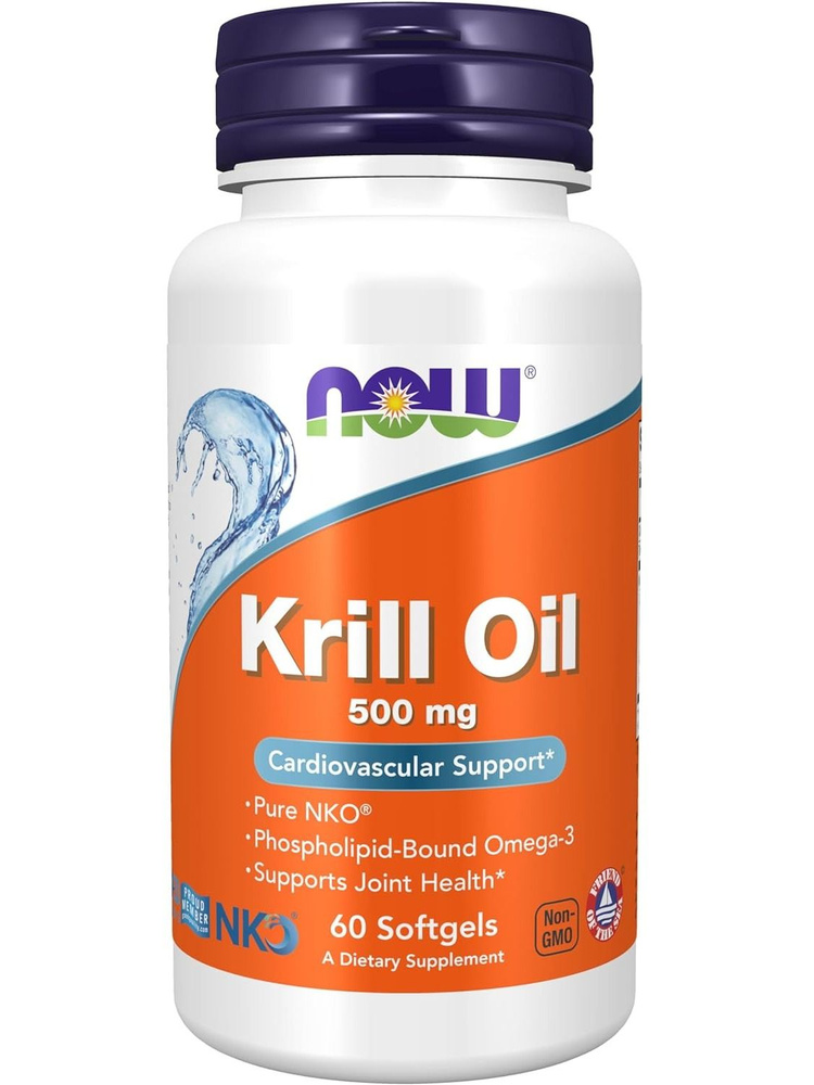 Krill Oil NOW FOODS Krill Oil 500 mg 60 гелевые капсулы, Масло криля, Для связок и суставов, для сердца #1