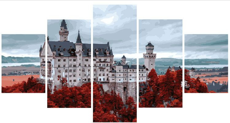 Полиптих по номерам 5 картин - Замок #1