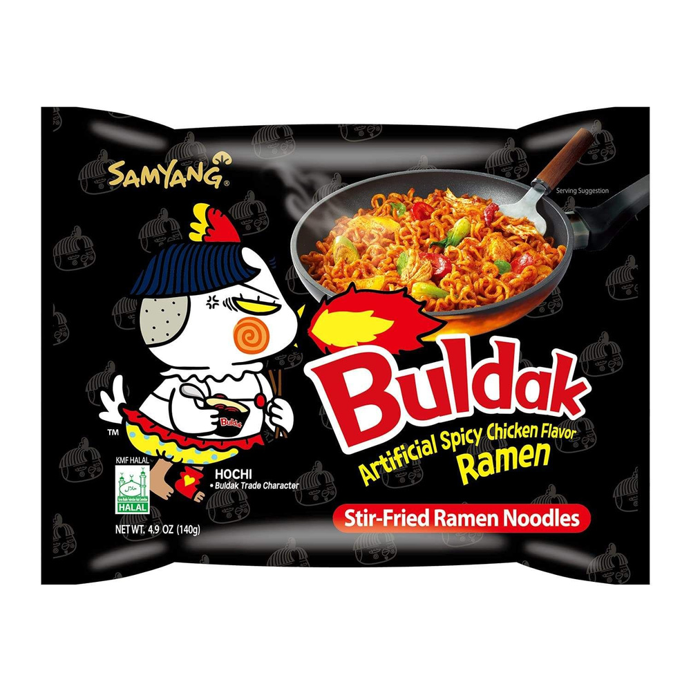 Лапша быстрого приготовления острая Buldak Ramen со вкусом курицы Samyang, 5 шт. по 140 г.  #1