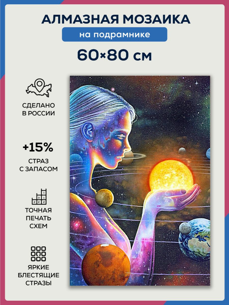 Алмазная мозаика 60x80 Планеты девушка на подрамнике #1