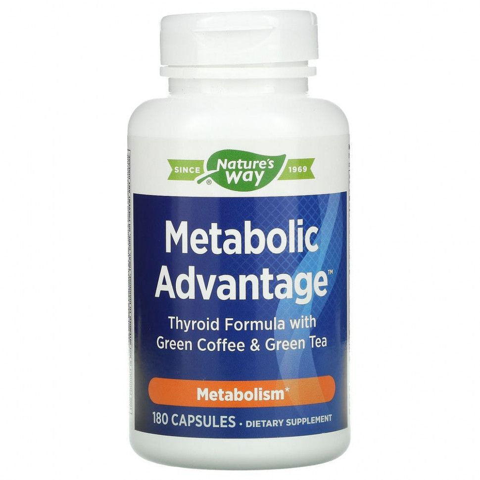 Nature's Way, Metabolic Advantage, добавка для щитовидной железы с зеленым кофе и зеленым чаем, обмен #1