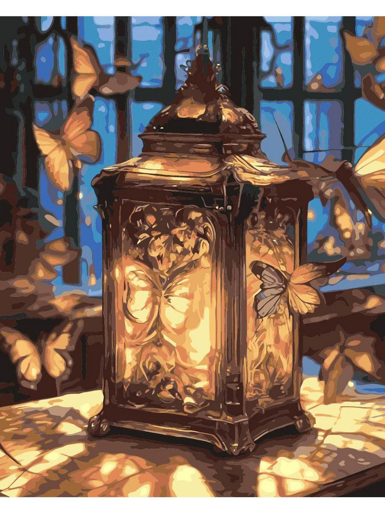 Картина по номерам волшебный светильник на холсте с деревянным подрамником размер 40х50, акриловые краски, #1