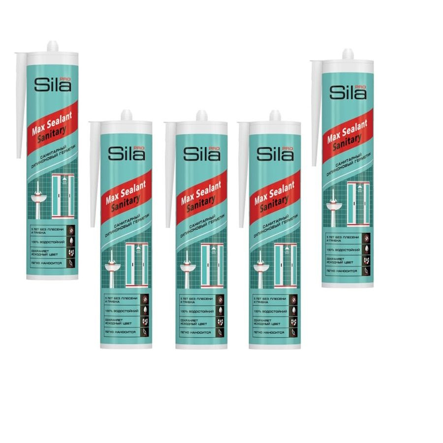 Силиконовый санитарный герметик Sila белый PRO Max Sealant 280 мл - (5 шт.)  #1