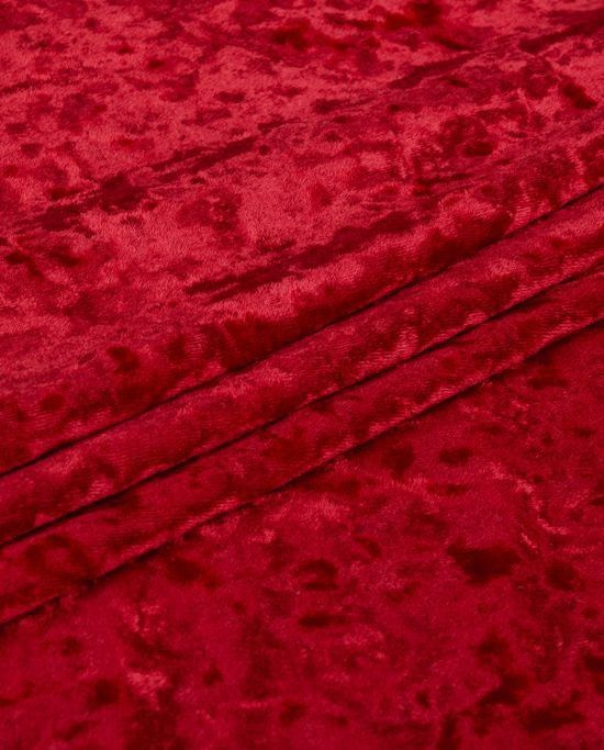 Ткань бархат мраморный стрейч велюр красный 2м #1