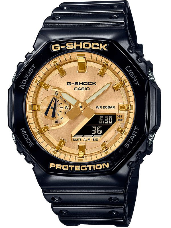 Противоударные мужские наручные часы Casio G-Shock GA-2100GB-1A с подсветкой, будильником и секундомером #1