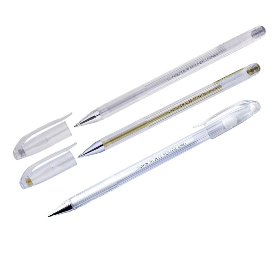 Crown Набор ручек Гелевая, толщина линии: 0.5 мм, цвет: Белый, Золотой, 3 шт.  #1