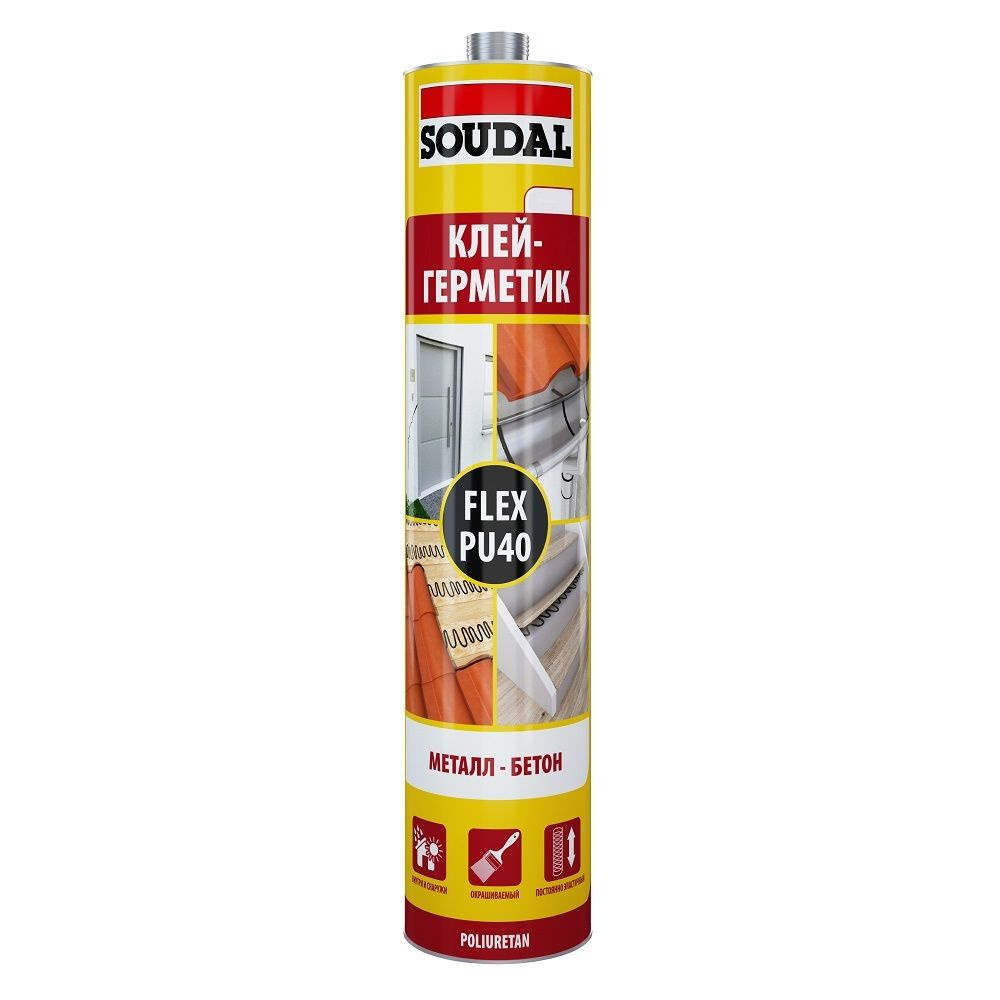 Клей-герметик полиуретановый универсальный Soudal Flex PU 40 (300мл) белый  #1