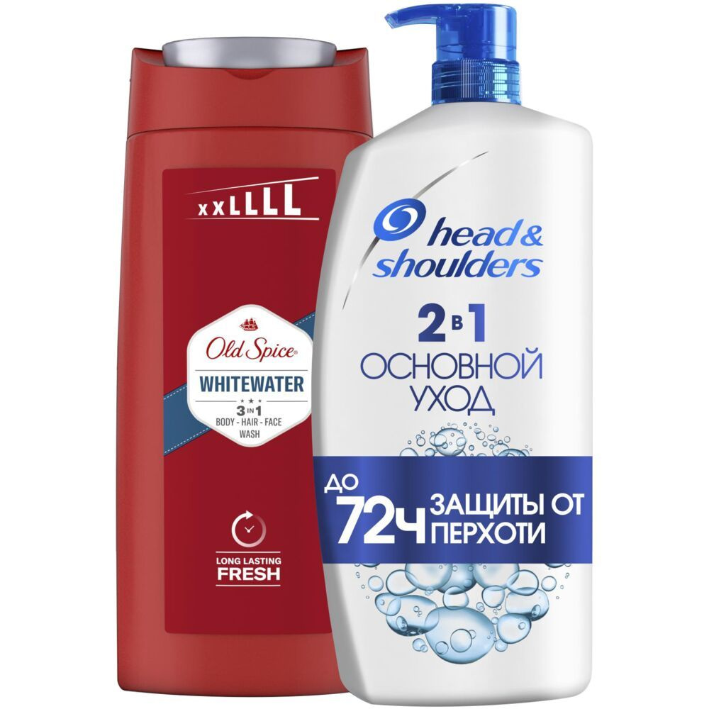 Head & Shoulders Набор (H&S Шампунь 2 в 1 Основной уход, 900 мл. + Old Spice Гель для душа 3в1 Whitewater, #1