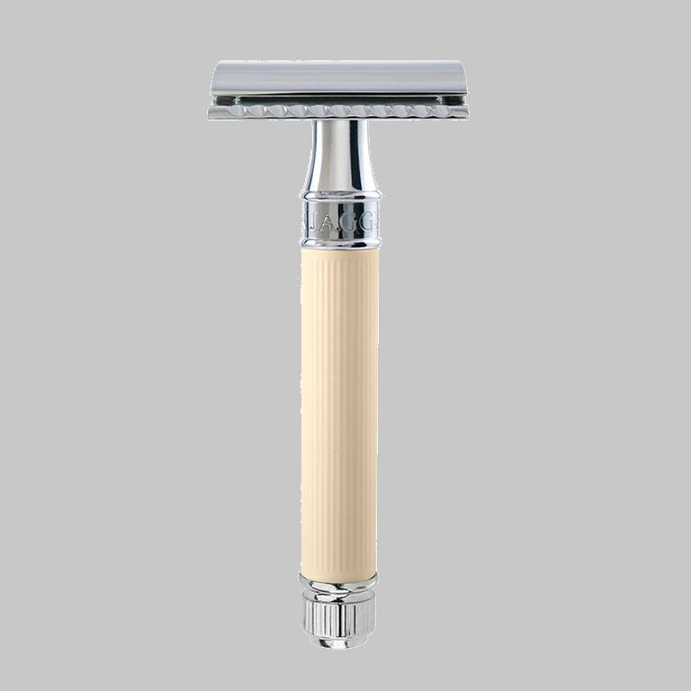 Станок хром бежевое резиновое покрытие Т-образный/EDWIN JAGGER Safety Razor Chrome Beige  #1