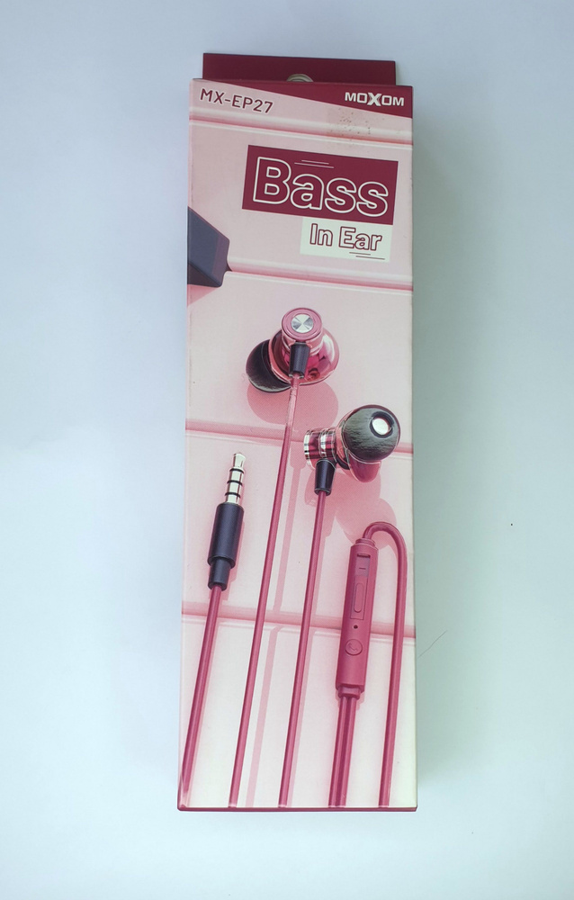 MOXOM Наушники проводные с микрофоном, 3.5 мм, темно-бордовый  #1
