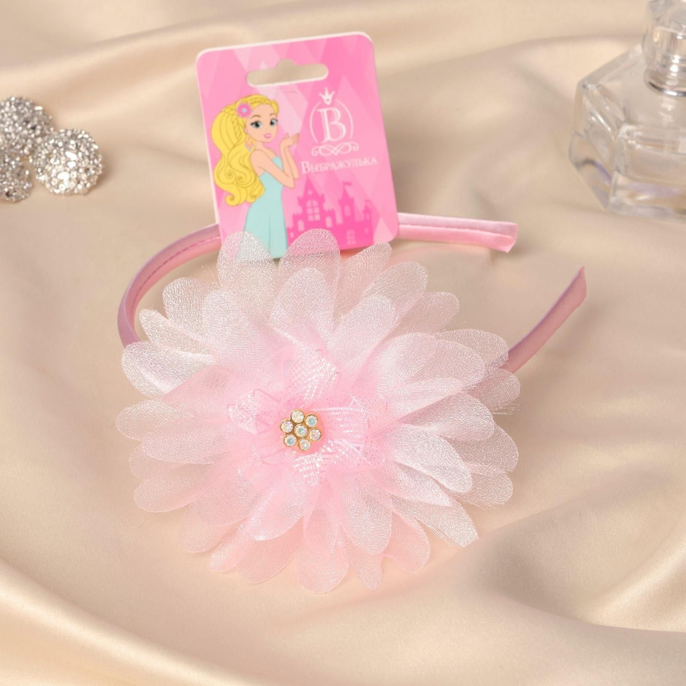 Ободок для волос Выбражулька цветок, 0,9 см, розовый #1