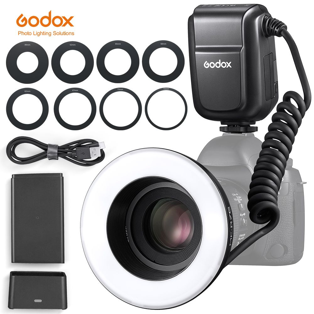 Godox MF-R76 5000K Macro LED Ring Flash Light для камеры Sony, Canon, Nikon #1