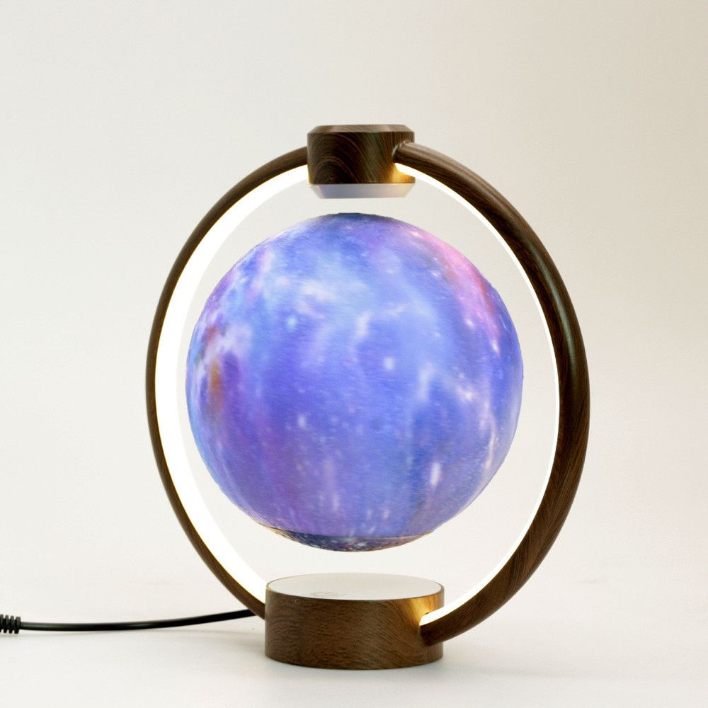 Левитирующий светильник с Bluetooth-колонкой Галактика в круглой подставке Dark Wood  #1