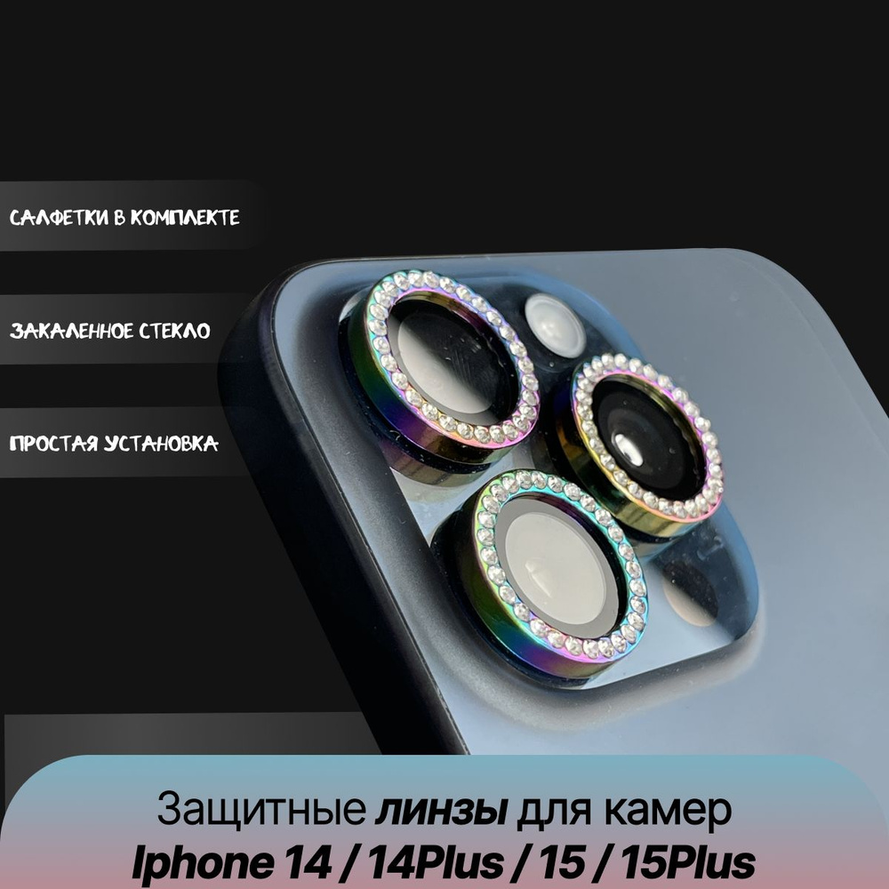 Защитные линзы на камеры Iphone 14 / 14 Plus / 15 / 15 Plus перламутровый  #1