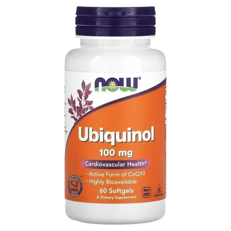 Убихинол, NOW Ubiquinol 100 mg 60 softgels, здоровье сердца, сосудов #1