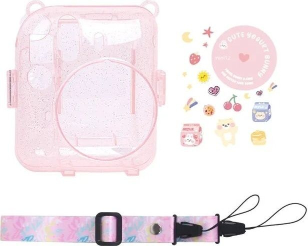 Чехол Instax Mini 12 Glitter Pink розовый #1