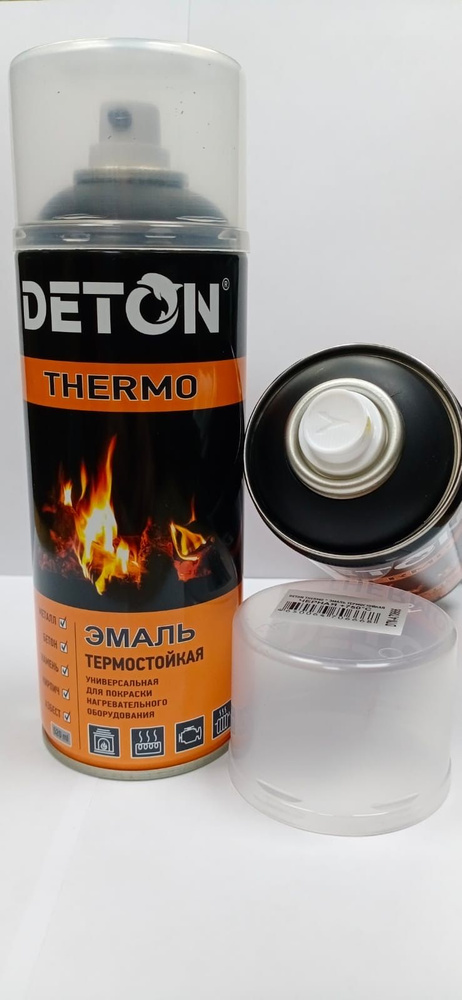 DETON THERMO, Эмаль термостойкая, черный, баллон аэрозоль 520 мл  #1