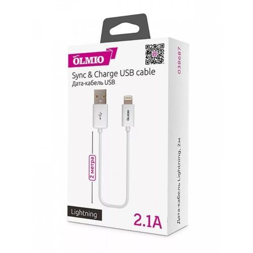 Кабель для мобильных устройств USB 2.0 Type-B/Apple Lightning, 2 м, белый  #1