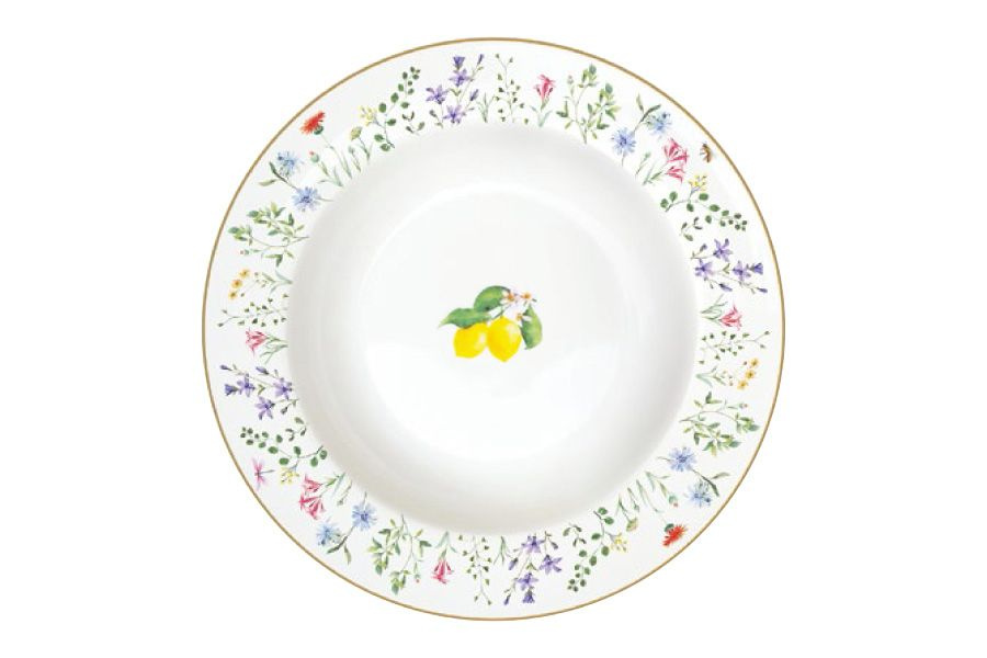Тарелка суповая 21,5 см из фарфора Цветы и лимоны Easy Life #1