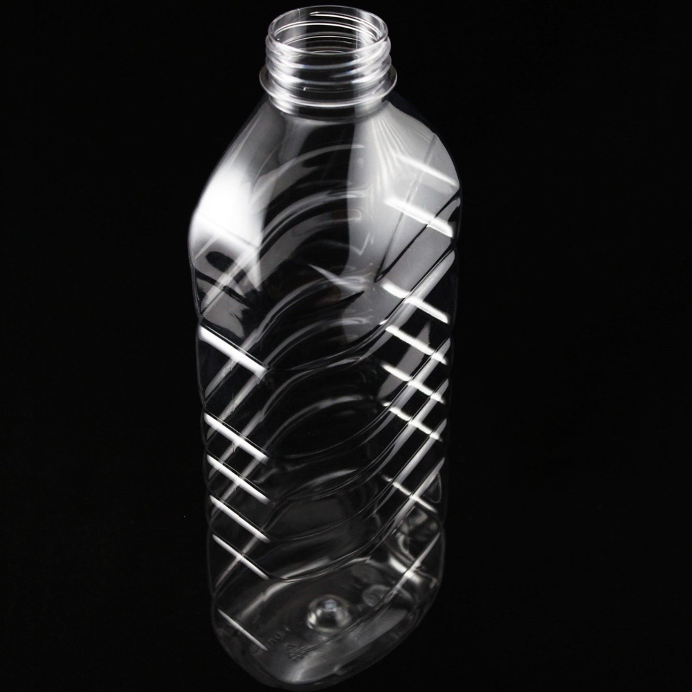 Пластиковая бутылка (ПЭТ) Волна прямоугольная 1 литр 6шт белая крышка 38мм, "Катрина"  #1