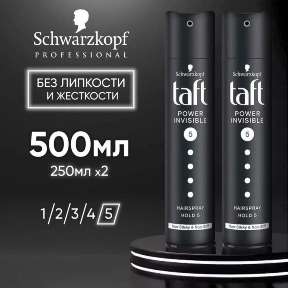 Taft лак для волос POWER INVISIBLE набор Тафт суперфиксация, 2 шт по 250 мл  #1
