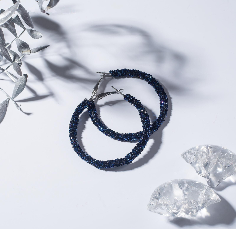 Серьги-кольца Шанталь d 5, цвет синий #1