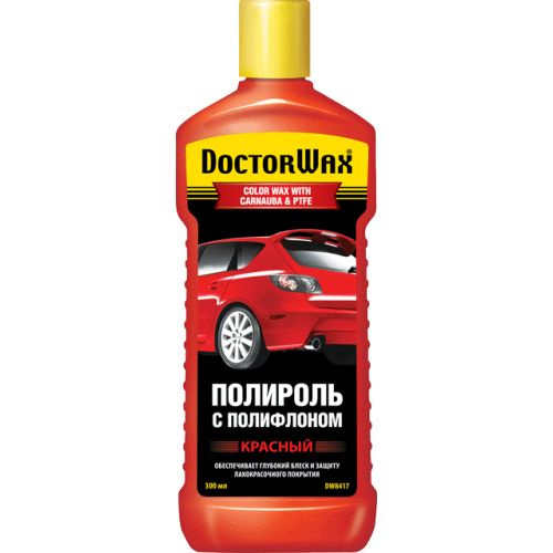 DoctorWax 8417 Цветной автомобильный полироль с полифлоном "Красный" 300мл  #1