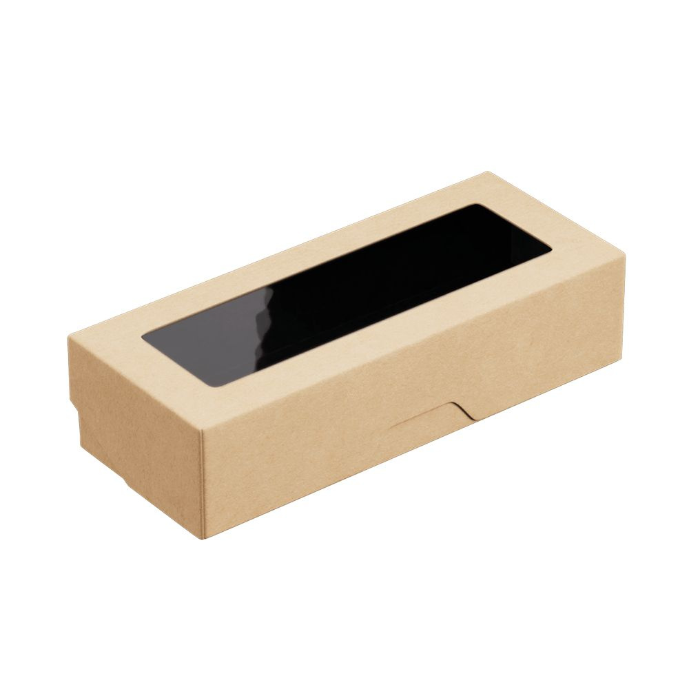 Крафт коробка с окном, сверхпрочная, черная внутри, 17x7x4 см., 500 мл., набор 5 шт., упаковка пищевая #1
