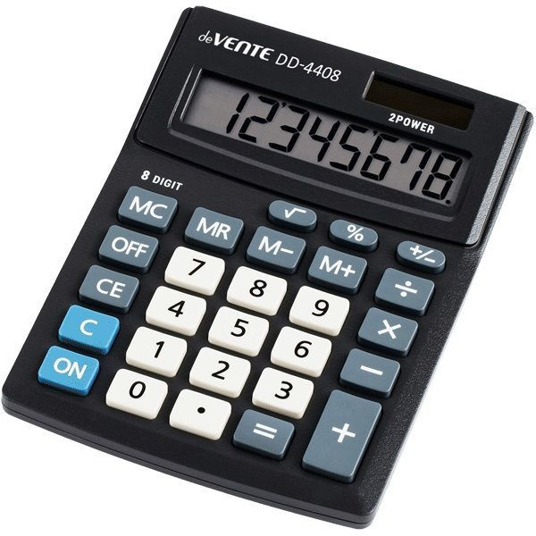 Калькулятор настольный компактный deVENTE DD-4408 102x137мм 8-разрядный чёрный  #1