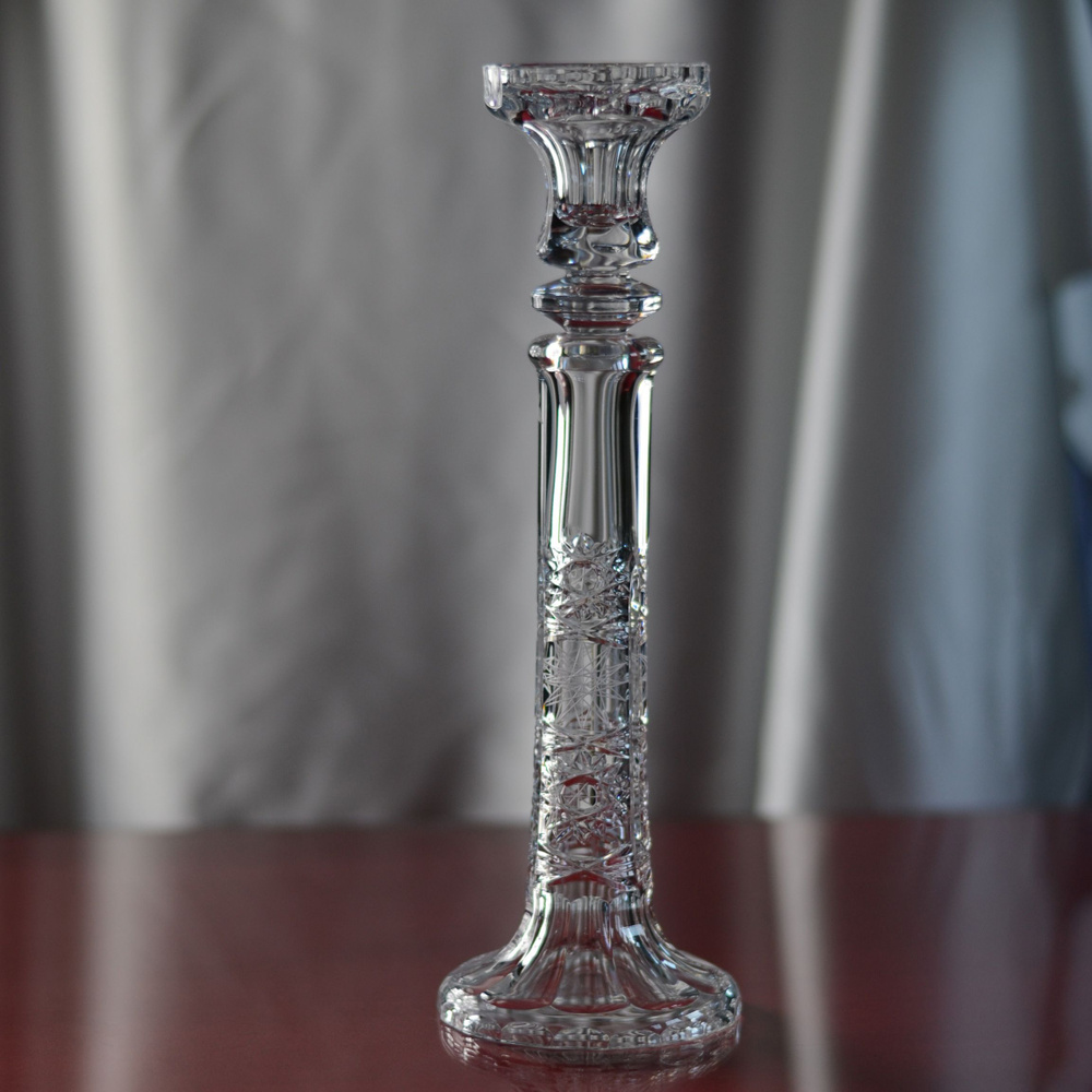 Подсвечник хрустальный для свечи, Неман стеклозавод (6328 1100/18) декоративный для интерьера, подставка #1