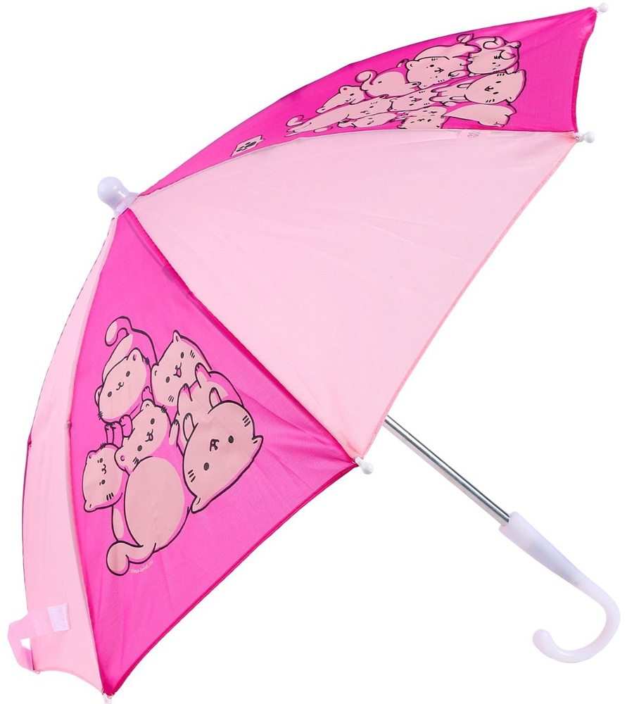 Зонт детский "Милые котики" с рисунком для ребенка, зонтик с застежкой на липучке, диаметр 52 см  #1