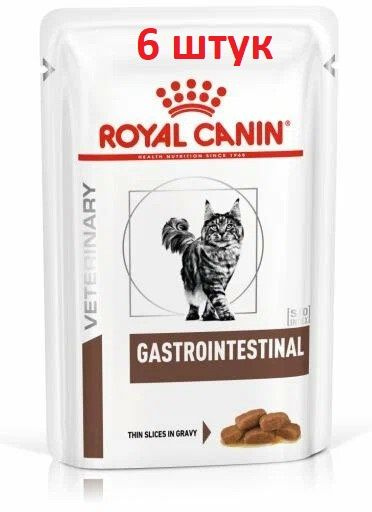 Влажный корм для кошек Royal Canin Gastro Intestinal, при проблемах с ЖКТ, с птицей 6 паучей по 85 г #1