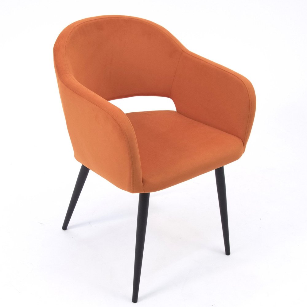 Кресло Оскар велюр оранжевый Velutto 39, стул для кухни, комнаты, спальни, офиса, мягкий, со спинкой, #1