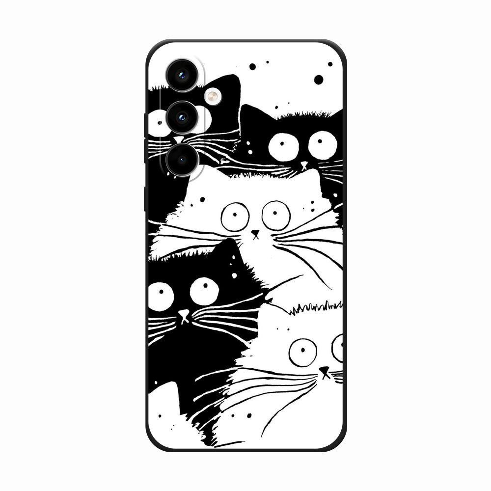 Матовый силиконовый чехол на Samsung Galaxy A35 5G / Самсунг А35 5G Коты черно-белые, черный  #1