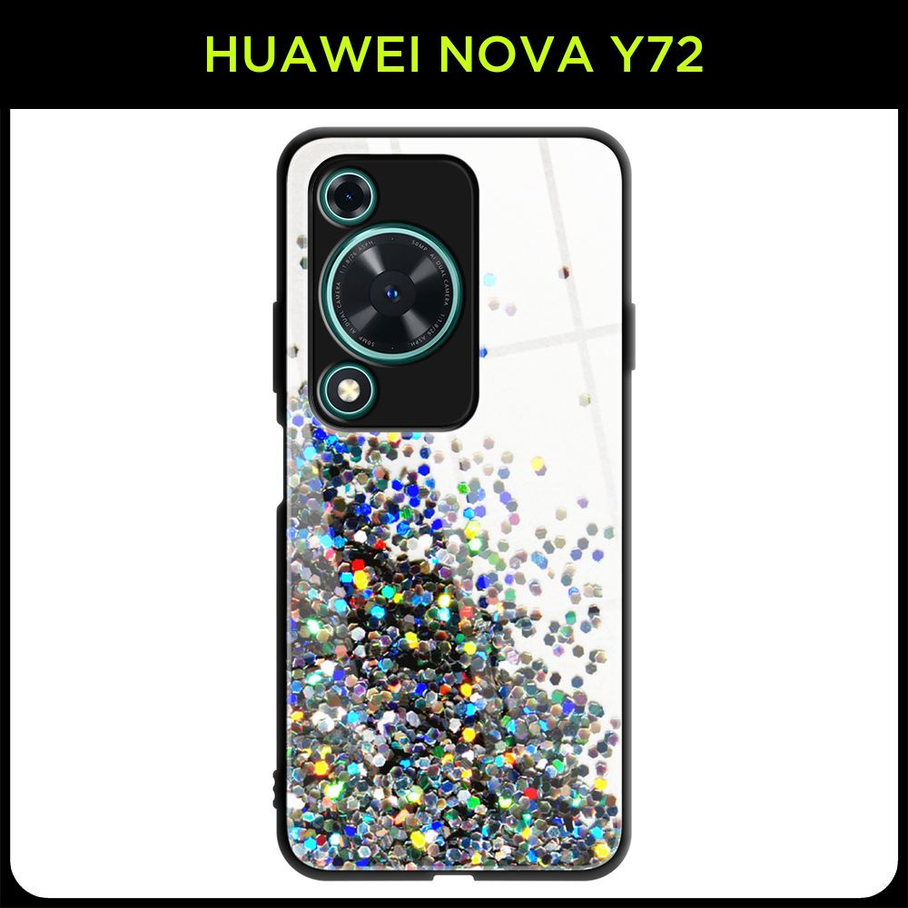 Стеклянный чехол на Huawei Nova Y72 / Хуавей Нова Y72 с принтом "Пайетки рисунок"  #1