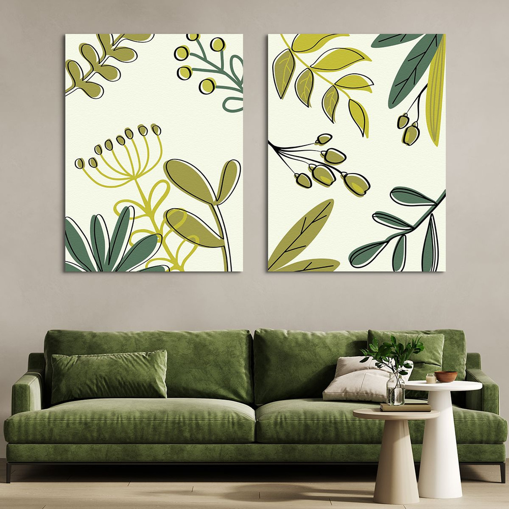 Модульная картина на стену, на холсте - Абстракция растения 150x100 см  #1