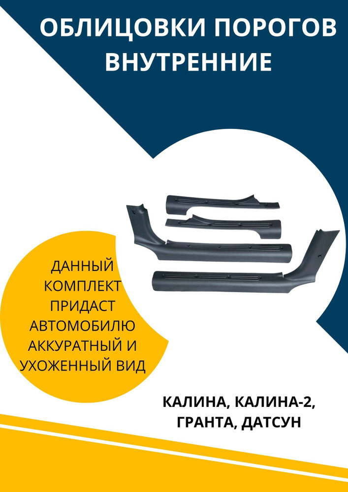 Облицовки порогов салона и крепежом для Лада Гранта Калина 2 Датсун  #1