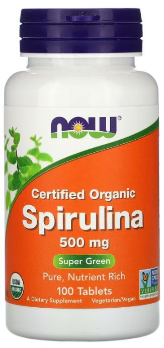 Спортивное питание, Специальные добавки, NOW Organic Spirulina 500 mg, 100 таб.  #1