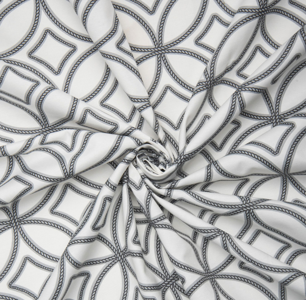 Ткань DUCK с водоотталкивающей пропиткой, 100*180 см, принт Абстракция цвет белый NEW  #1