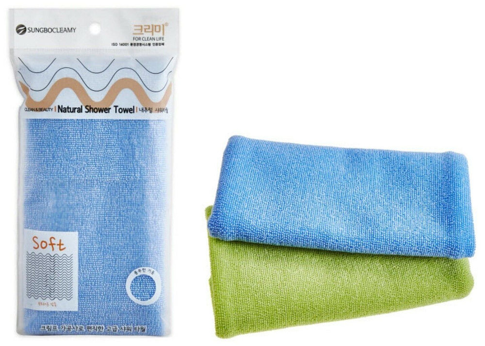 Sungbo Cleamy Мочалка для тела с махровым плетением "Natural Shower Towel" (мягкая) размер 26 см х 100 #1