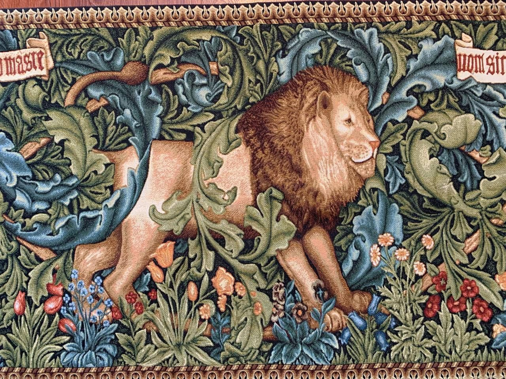 Панно гобеленовое на стену "Царь зверей" У. Моррис, 240х70 см / Гобелен средневековый  #1